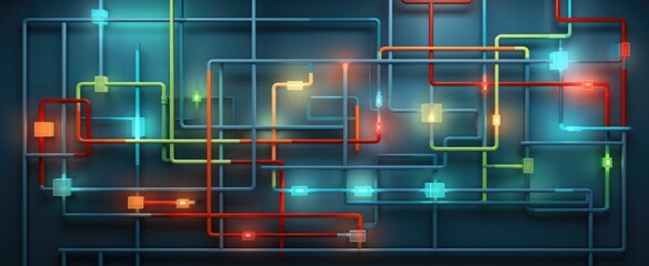 Abstract background with pipes and lights. Generative AI.