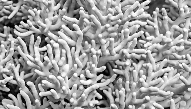 Black and white photo of a coral. Generative AI.