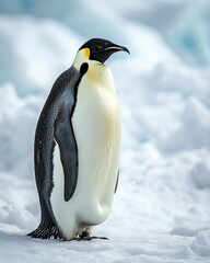 the Penguin Emperor standing on snow ice land AI Generative