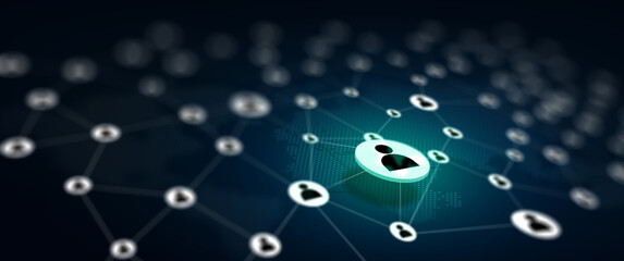 Network community concept. 3D Rendering and DOF.