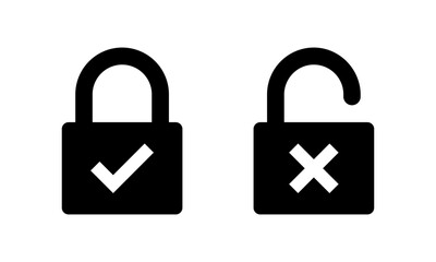 Lock with check mark and cross mark icon