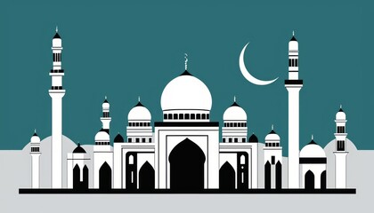 Fototapeta na wymiar mosque design vector or ramadan mosque design. Vector icon mosque or AI mosque design. eid mubarak greeting card or illustration of a mosque