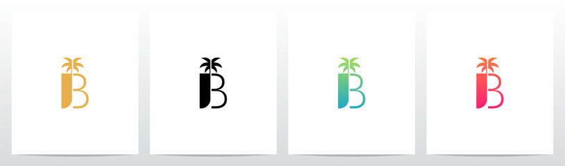 Slim Tall Palm Tree On Letter Logo Design B