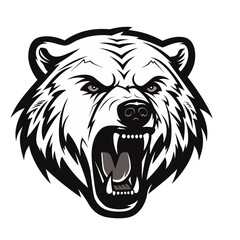 head of an angry bear logo black and white silhouette