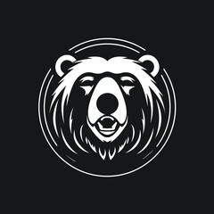 bear head vector logo black and white silhouette - obrazy, fototapety, plakaty