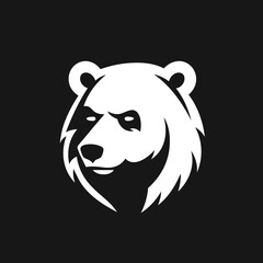 illustration of a bear logo black and white silhouette - obrazy, fototapety, plakaty