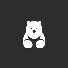 teddy bear logo black and white silhouette - obrazy, fototapety, plakaty