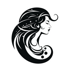 silhouette of a girl with flowers beauty logo beautiful tattoo best for your t-shirt