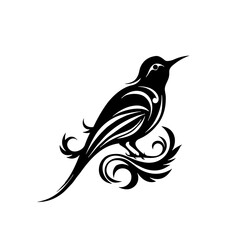 black and white bird logo tattoo design