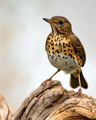Fototapeta premium Portrait Shama Thrush standing on the old log AI Generative