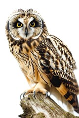 Angry gesture Short-eared Owl isolated on white AI Generative