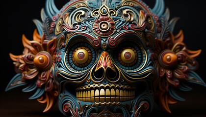 Obraz premium Religion, decoration, human face, cultures, spirituality, god, backgrounds, indigenous culture generated by AI