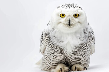 The Snowy Owl isolated on white background AI Generative