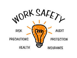 Work safety web banner vector illustration for occupational safety and health at work