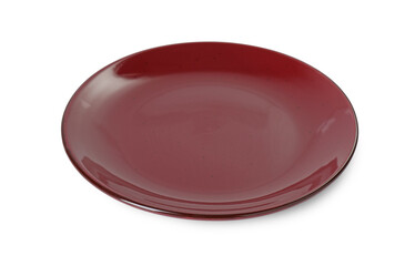 One beautiful burgundy plate isolated on white