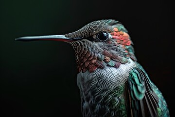 Portrait Violet-Crowned Hummingbird isolated on black AI Generative