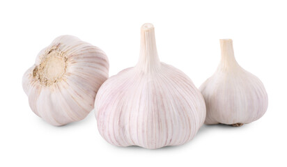 Heads of fresh garlic isolated on white