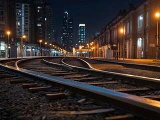 Naklejka premium railway in the night