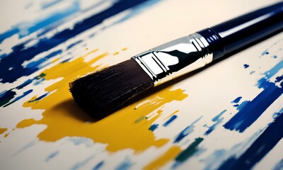Fototapeta premium 筆や油絵の具、カラフルな色、イメージ背景｜Brush and oil paint, colorful colors, image background. Generative AI