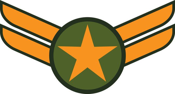 Military star with wings logo design. Army and air force insignia vector illustration.