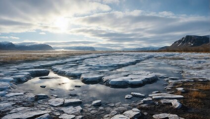 Sunrise Over Thawing Permafrost: A Glimpse into Arctic Changes