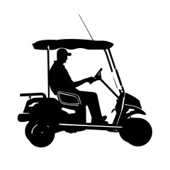 Caddy Golf Black and White Silhouette Vector SVG Laser Cut T- Shirt Design Print Generative AI