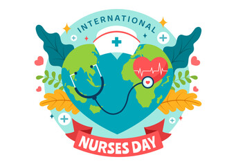 International Nurses Day Vector Illustration on May 12 for Contributions that Nurse Make to Society in Healthcare Flat Kids Cartoon Background