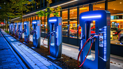 Fototapeta na wymiar An electric vehicle charging station symbolizing the transition to clean and sustainable transportation
