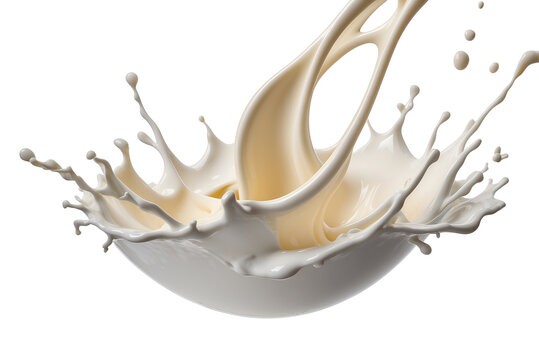 Splash of milk or cream isolated on transparent background. Full depth of field. Focus stacking