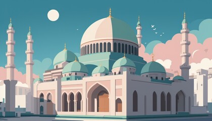 illustration of an Mosque design, set of icons for design mosque, mosque Islamic Ramadhan, elements mosque muslim	
