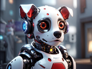 Fototapeta premium A portrait of a robot dog inspired by The style is cartoonish