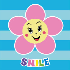 Smile flower sticker , colourful picture for children, vector, illustration