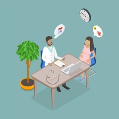 3D Isometric Flat Vector Illustration of Prenatal Care, Reproductive Wellness