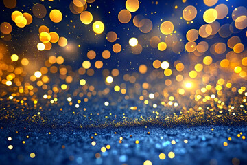 Fototapeta na wymiar Abstract Dark Blue and Gold Particle Background
