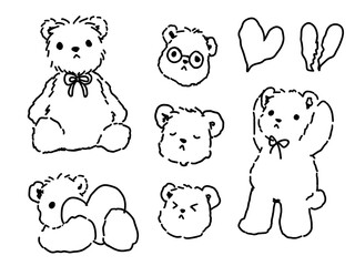 Teddy bear digital line drawing