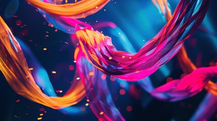 Dynamic streamers dance in the air, enhancing the lively ambiance with copy space