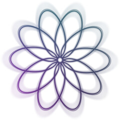 An abstract cut out transparent iridescent star burst design element.