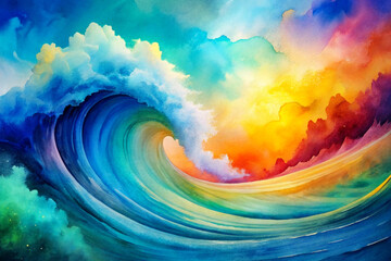 Abstract Watercolor Wave Artistic Ripple
