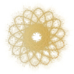 An abstract cut out transparent golden star burst design element.