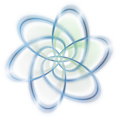 An abstract cut out transparent iridescent star burst design element.