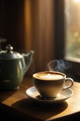 AI-Generated Morning Latte - Aromatherapy in a Cup with Tranquil Steam