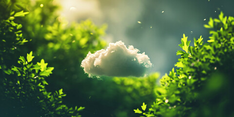 cloud in a green background, plants, forest, spring, ecology, environment - obrazy, fototapety, plakaty