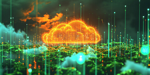 Icone de nuage, moderne derrière un moderne, stockage de donnée, réseau, environnement 