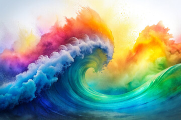 Digital Watercolor Wave Fluid Artistry