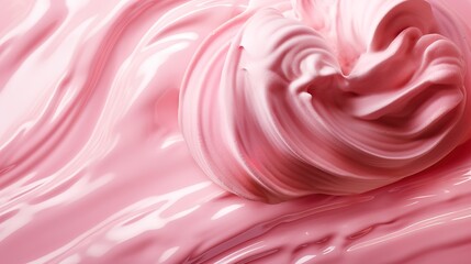 Sweet pink ice cream with a wavy texture. generative AI