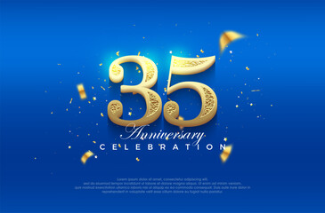 Obraz na płótnie Canvas Premium vector 35th anniversary celebration background with fancy numeral glitter. Premium vector background for greeting and celebration.