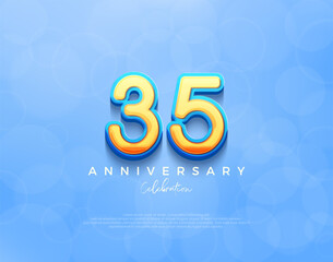 35th anniversary design. premium vector background with navy blue shades. Premium vector background for greeting and celebration.