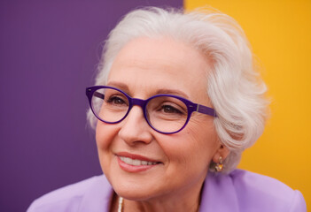 Portrait of a smiling senior woman with glasses