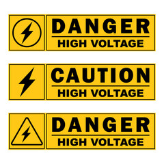 danger caution high voltage area sticker label signage yellow printable sign template design