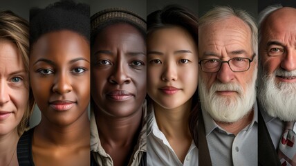 Fototapeta premium Composite portrait of five diverse individuals